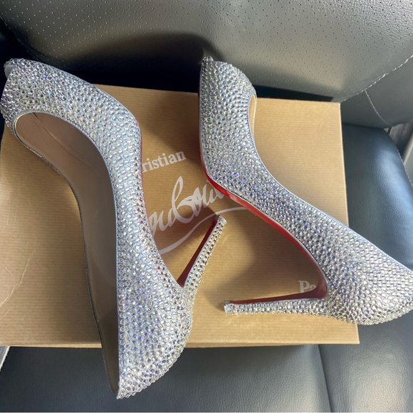 💯 AUTHENTIC CHRISTIAN LOUBOUTIN LADY CLAUDE SHOES STRASS 100 mm size 37.5 - Picture 10 of 13